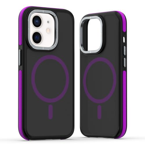

For iPhone 12 / 12 Pro Dual-Color Skin Feel MagSafe Phone Case(Black Purple)