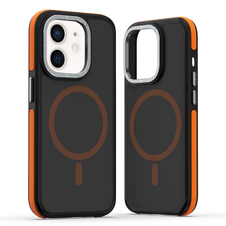

For iPhone 12 / 12 Pro Dual-Color Skin Feel MagSafe Phone Case(Black Orange)