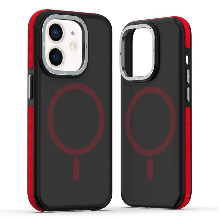 

For iPhone 11 Dual-Color Skin Feel MagSafe Phone Case(Black Red)
