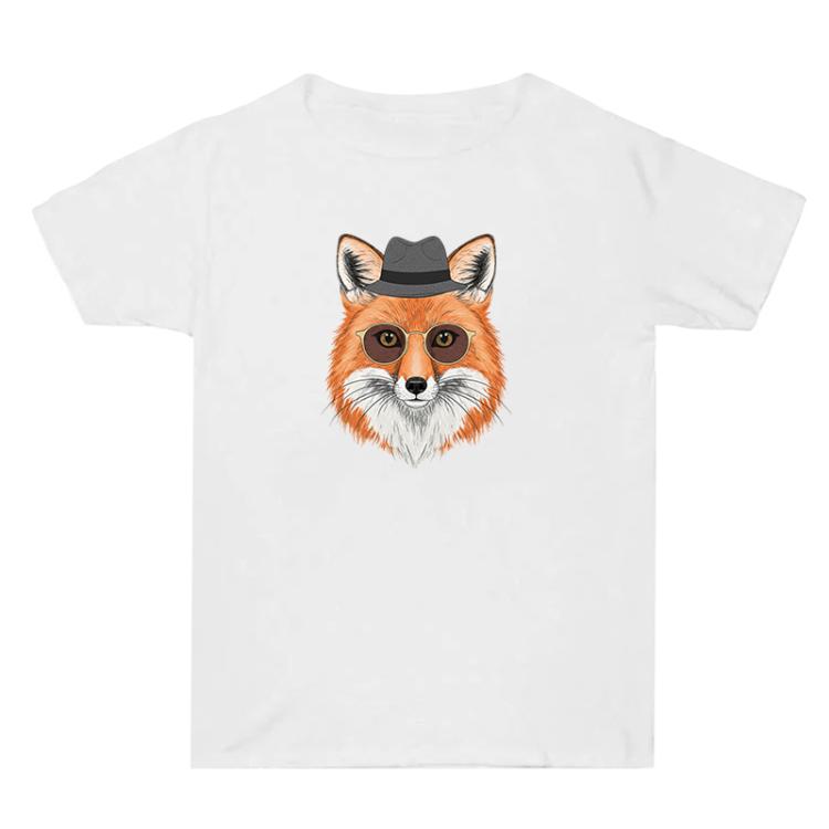 

Gentleman Fox Printed Summer Baggy Cotton Short Sleeve T-shirt Print On Your Demand, Size:S(White)
