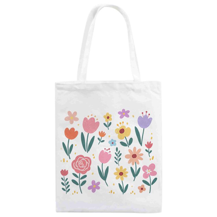 

Colorful Garden Printed Canvas Handbag Digital Print On Your Demand, Size:25x20cm(White)