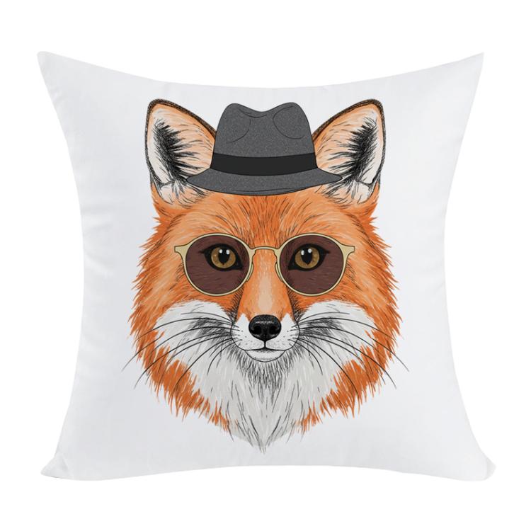 

Gentleman Fox Printed Sofa Pillow Case No Core Print On Your Demand, Size:35x35cm(Short Plush)