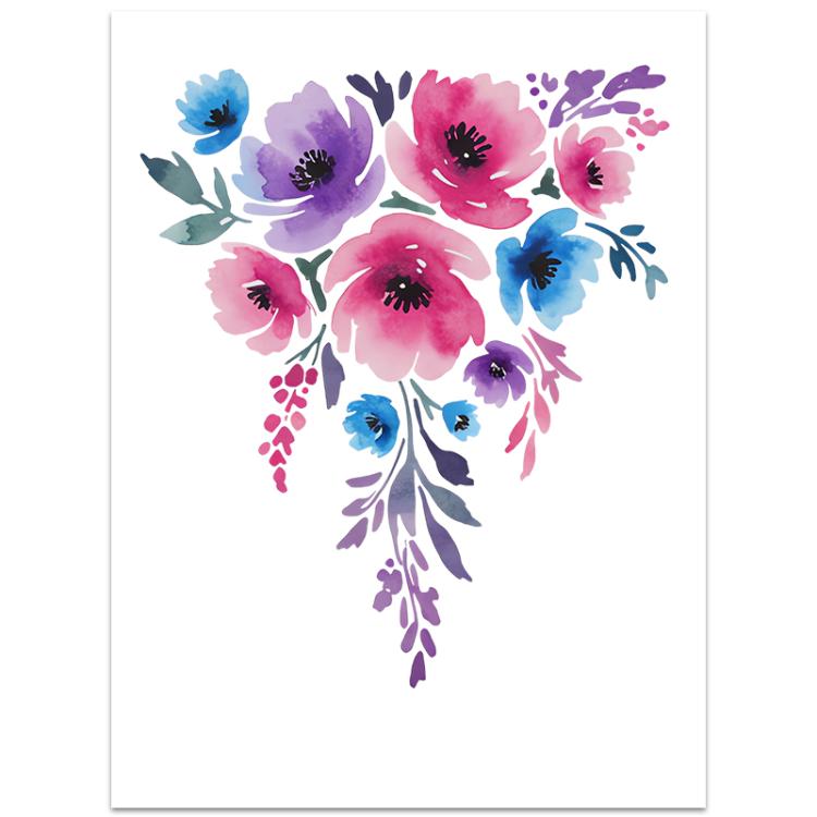 

Watercolor Flowers Frameless EPSON Inkjet 320g Canvas Decorative Painting Print On Your Demand, Size:13x18cm