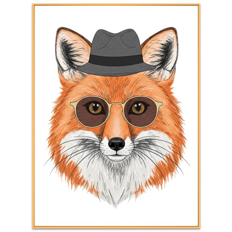 

Gentleman Fox Decorative Painting with Aluminum Alloy Frame Print On Your Demand, Size:15x20cm