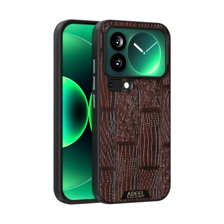 

For Xiaomi 17 Pro ABEEL Beast Pattern 6D Micro-Embossed MagSafe Genuine Leather Phone Case(Brown)