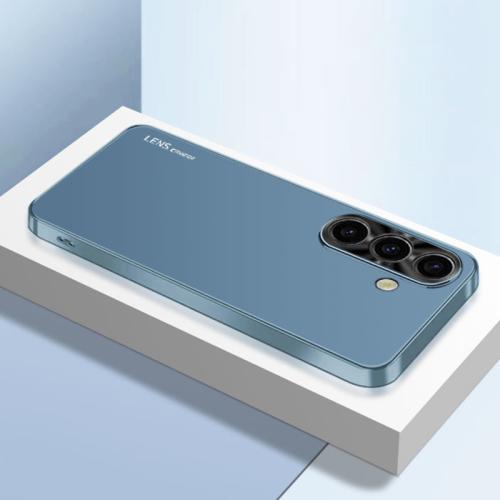 

For Samsung Galaxy S25 5G AG Frosted Electroplating Acrylic Phone Case(Navy Blue)