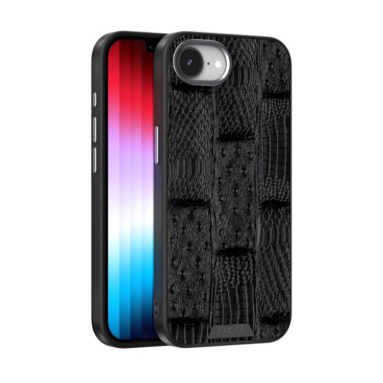 

For iPhone 16e ABEEL Beast Pattern 6D Micro-Embossed MagSafe Genuine Leather Phone Case(Black)