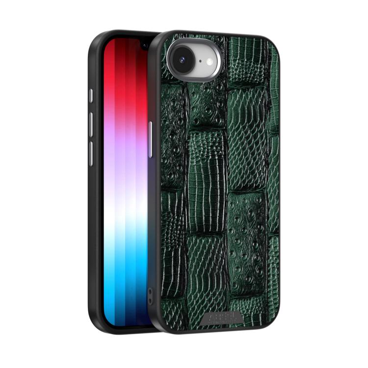

For iPhone 16e ABEEL Beast Pattern 6D Micro-Embossed MagSafe Genuine Leather Phone Case(Green)