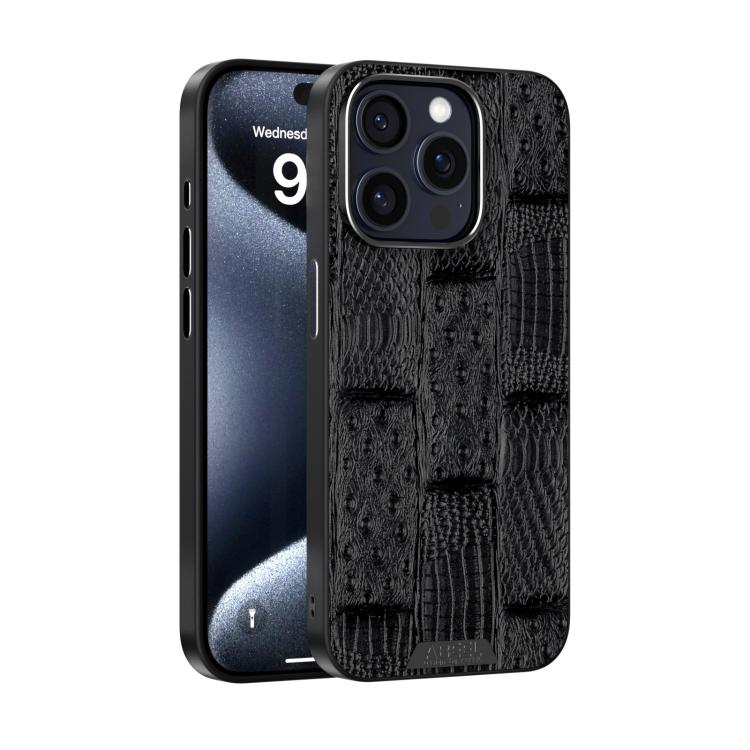 

For iPhone 13 Pro ABEEL Beast Pattern 6D Micro-Embossed MagSafe Genuine Leather Phone Case(Black)