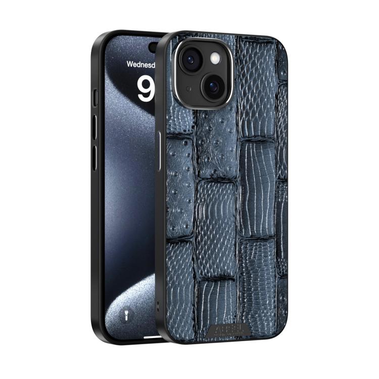 

For iPhone 13 ABEEL Beast Pattern 6D Micro-Embossed MagSafe Genuine Leather Phone Case(Blue)