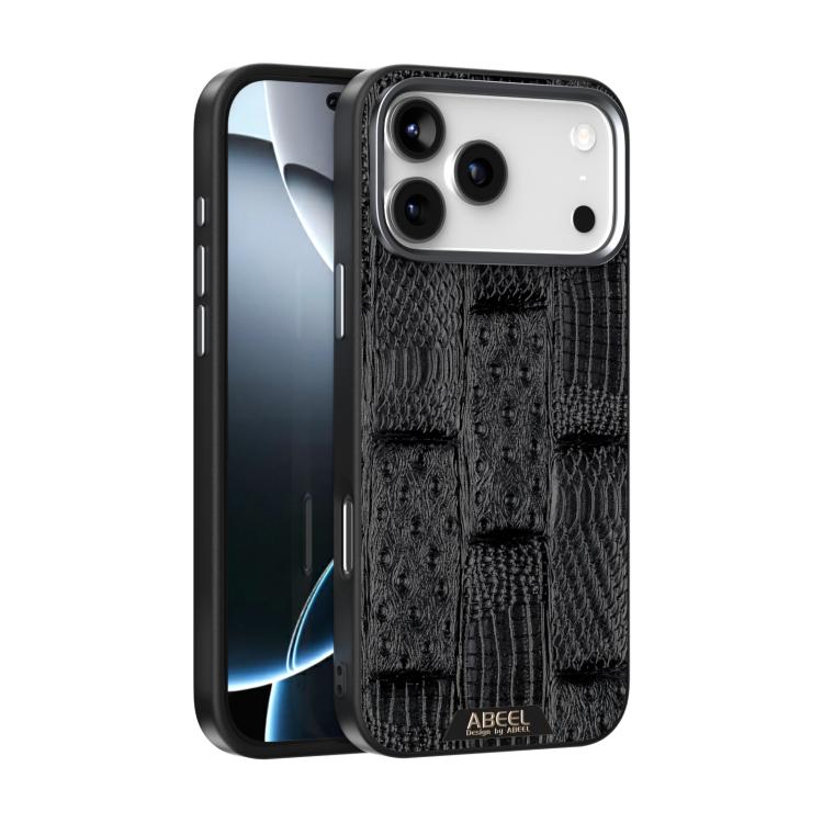 

For iPhone 17 Pro Max ABEEL Beast Pattern 6D Micro-Embossed MagSafe Genuine Leather Phone Case(Black)
