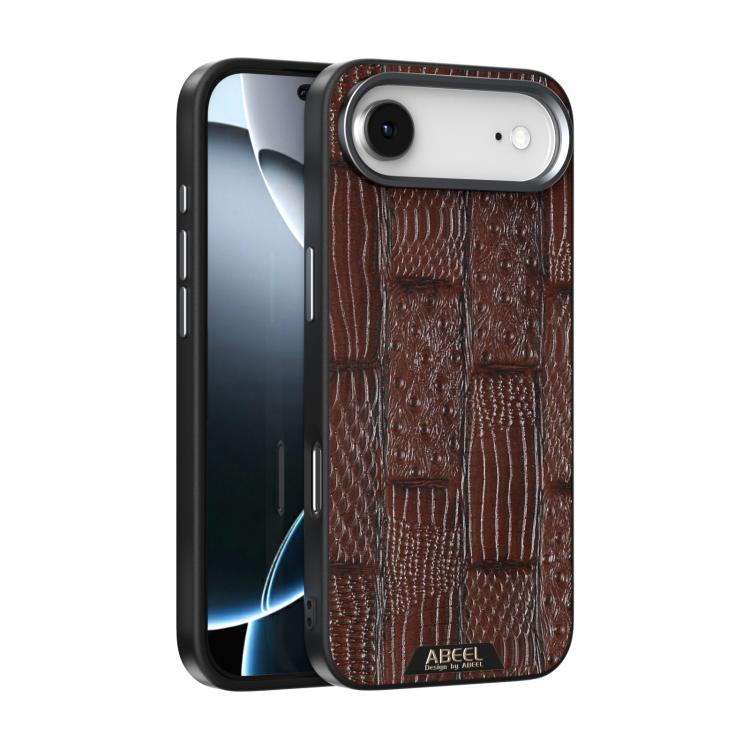 

For iPhone Air ABEEL Beast Pattern 6D Micro-Embossed MagSafe Genuine Leather Phone Case(Brown)