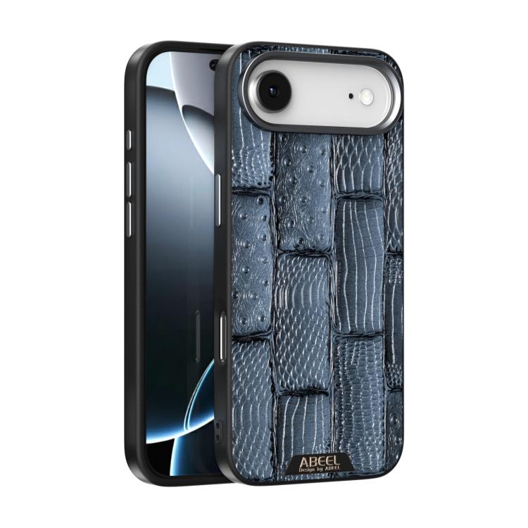 

For iPhone 17 Air ABEEL Beast Pattern 6D Micro-Embossed MagSafe Genuine Leather Phone Case(Blue)