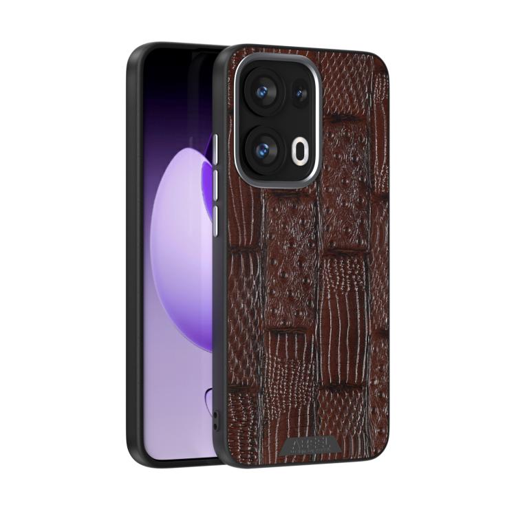 

For OPPO Reno13 Pro Global ABEEL Beast Pattern 6D Micro-Embossed MagSafe Genuine Leather Phone Case(Brown)