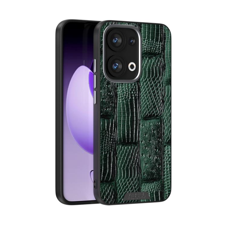 

For OPPO Reno13 Global ABEEL Beast Pattern 6D Micro-Embossed MagSafe Genuine Leather Phone Case(Green)