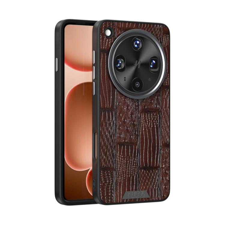 

For OPPO Find X8 Ultra ABEEL Beast Pattern 6D Micro-Embossed MagSafe Genuine Leather Phone Case(Brown)
