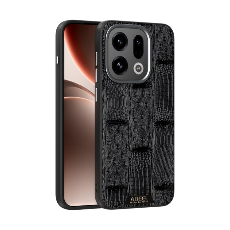 

For OPPO Find X9 ABEEL Beast Pattern 6D Micro-Embossed MagSafe Genuine Leather Phone Case(Black)