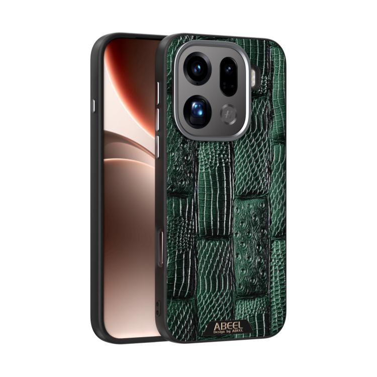 

For OPPO Find X9 Pro ABEEL Beast Pattern 6D Micro-Embossed MagSafe Genuine Leather Phone Case(Green)