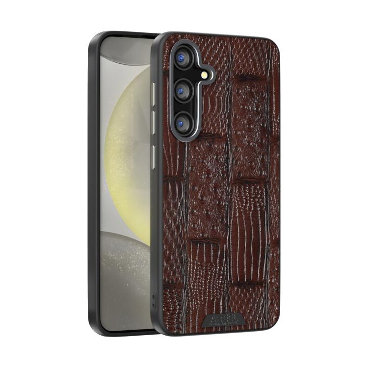 

For Samsung Galaxy S24 5G ABEEL Beast Pattern 6D Micro-Embossed MagSafe Genuine Leather Phone Case(Brown)