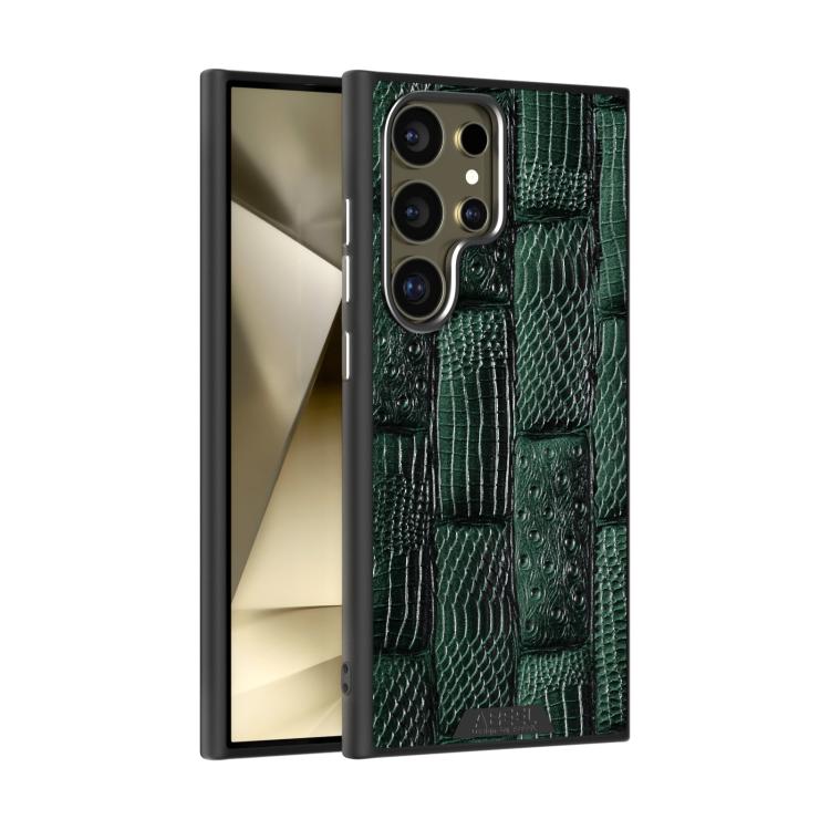 

For Samsung Galaxy S24 Ultra 5G ABEEL Beast Pattern 6D Micro-Embossed MagSafe Genuine Leather Phone Case(Green)
