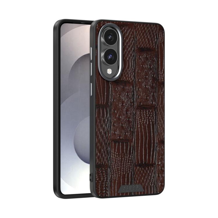 

For Samsung Galaxy S25 Edge 5G ABEEL Beast Pattern 6D Micro-Embossed MagSafe Genuine Leather Phone Case(Brown)