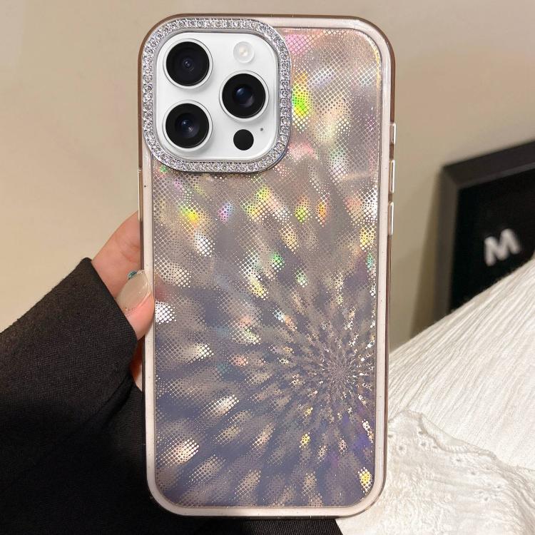 

For iPhone 16 Pro Diamond Lens Frame Glare PC Hybrid TPU Phone Case(Gold)