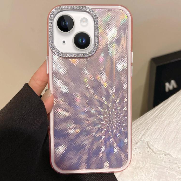 

For iPhone 15 Plus Diamond Lens Frame Glare PC Hybrid TPU Phone Case(Pink)