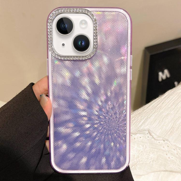 

For iPhone 14 Plus Diamond Lens Frame Glare PC Hybrid TPU Phone Case(Dark Purple)