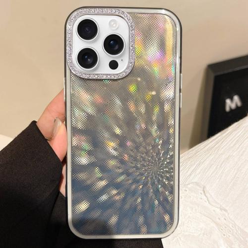 

For iPhone 12 Pro Diamond Lens Frame Glare PC Hybrid TPU Phone Case(Black)