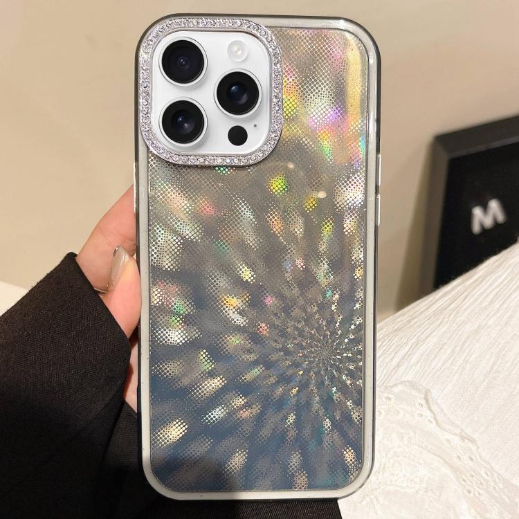 

For iPhone 12 Pro Max Diamond Lens Frame Glare PC Hybrid TPU Phone Case(Black)