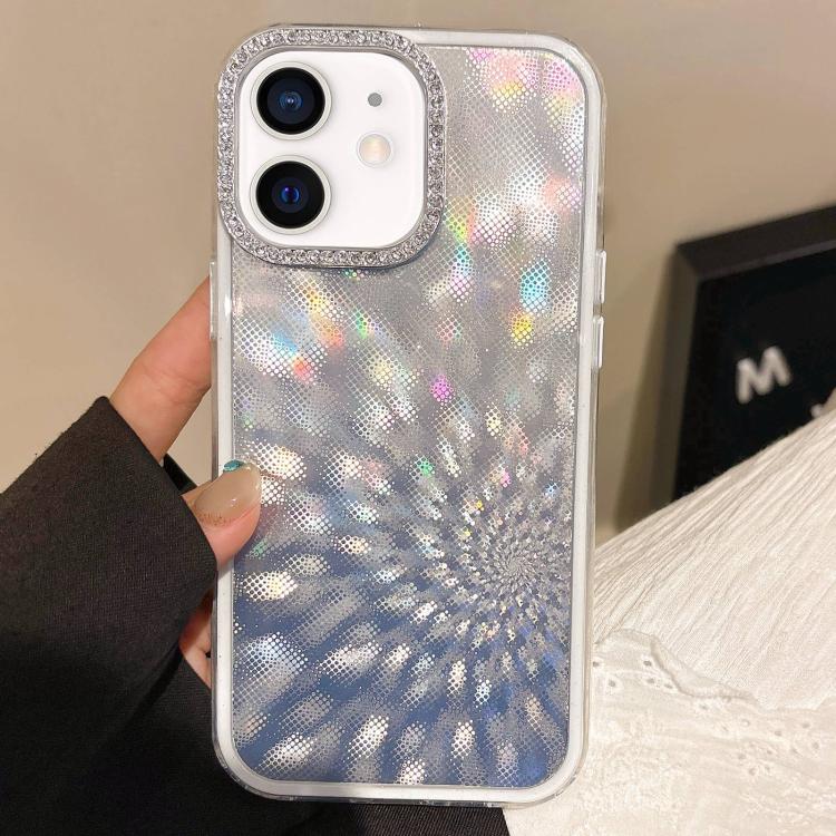 

For iPhone 11 Diamond Lens Frame Glare PC Hybrid TPU Phone Case(Silver)