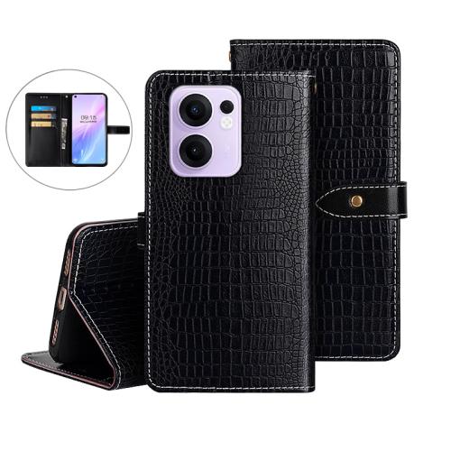 

For OPPO Reno13 F 5G idewei Crocodile Texture Leather Phone Case(Black)