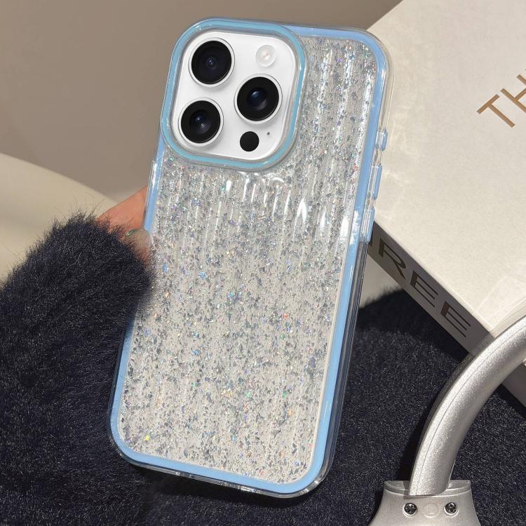 

For iPhone 15 Pro Max Glitter Corrugated PC Hybrid TPU Phone Case(Blue)