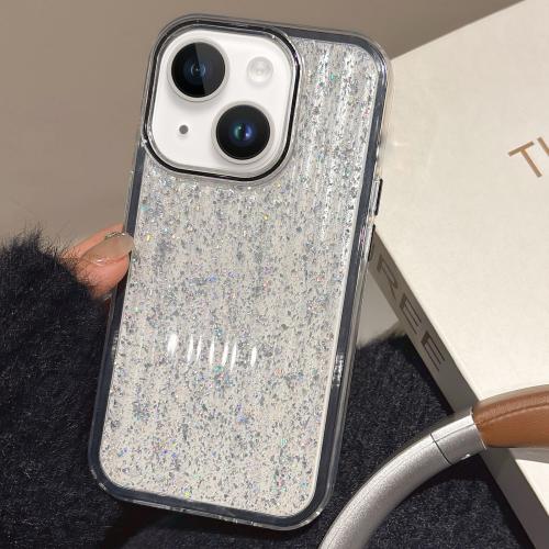 

For iPhone 15 Glitter Corrugated PC Hybrid TPU Phone Case(Black)