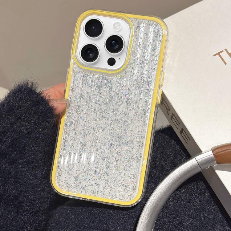 

For iPhone 13 Pro Glitter Corrugated PC Hybrid TPU Phone Case(Yellow)