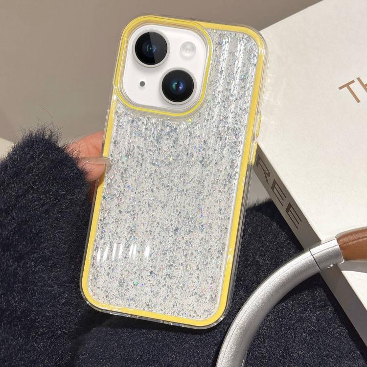 

For iPhone 13 Glitter Corrugated PC Hybrid TPU Phone Case(Yellow)