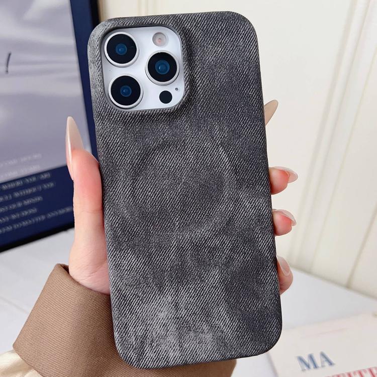 

For iPhone 12 Pro Max Denim MagSafe Magnetic PC + PU Phone Case(Dark Grey)