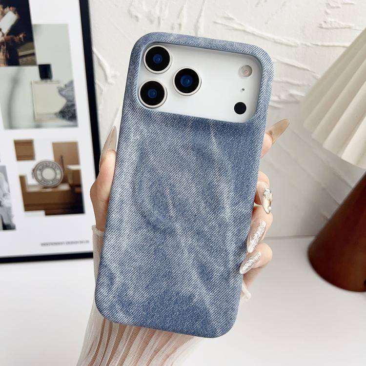 

For iPhone 17 Pro Denim MagSafe Magnetic PC + PU Phone Case(Grayish Blue)