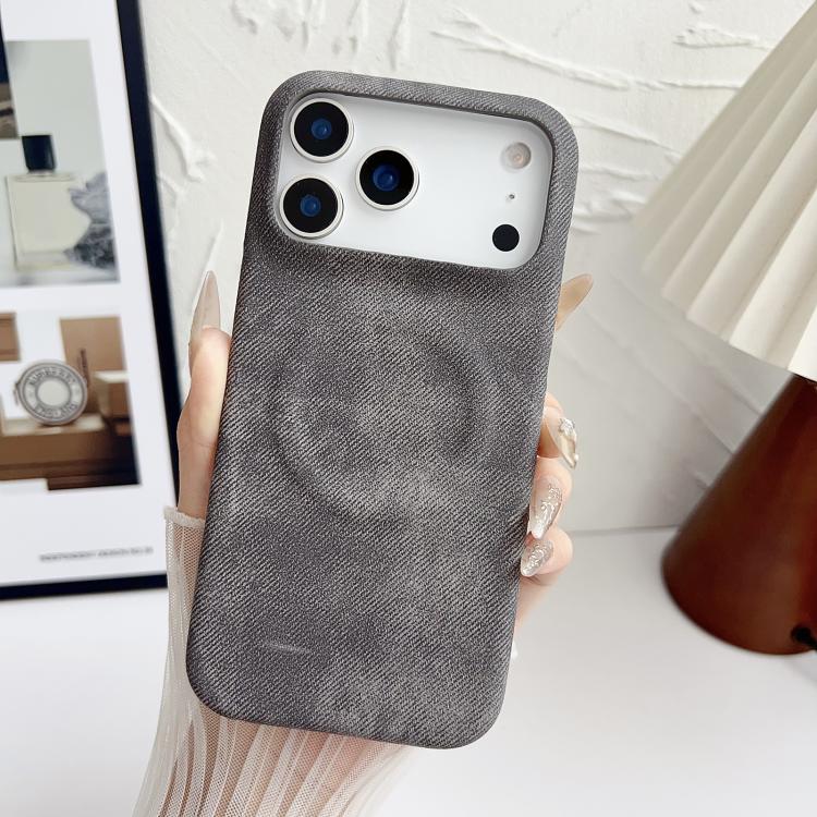 

For iPhone 17 Pro Denim MagSafe Magnetic PC + PU Phone Case(Dark Grey)