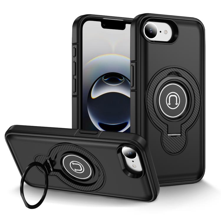 

For iPhone 16e Ring Holder Magnetic Phone Case(Black)