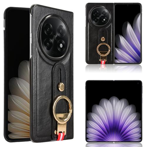 

For OPPO Find N5 Wristband Leather Back Phone Case(Black)