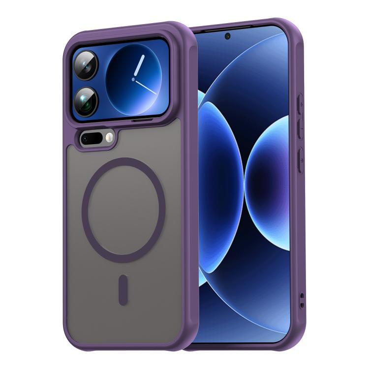 

For Xiaomi 17 Pro Max Fan Dun Series TPU Hybrid PC Frosted Magsafe Phone Case(Purple)