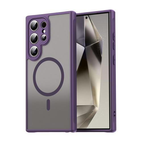

For Samsung Galaxy S25 Ultra 5G Fan Dun Series TPU Hybrid PC Frosted Magsafe Phone Case(Purple)