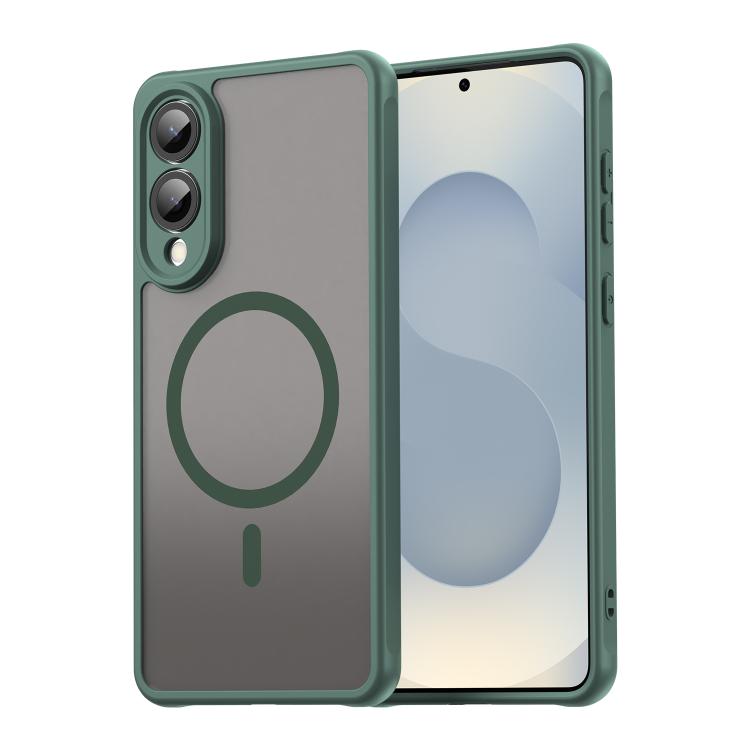 

For Samsung Galaxy S25 Edge 5G Fan Dun Series TPU Hybrid PC Frosted Magsafe Phone Case(Green)