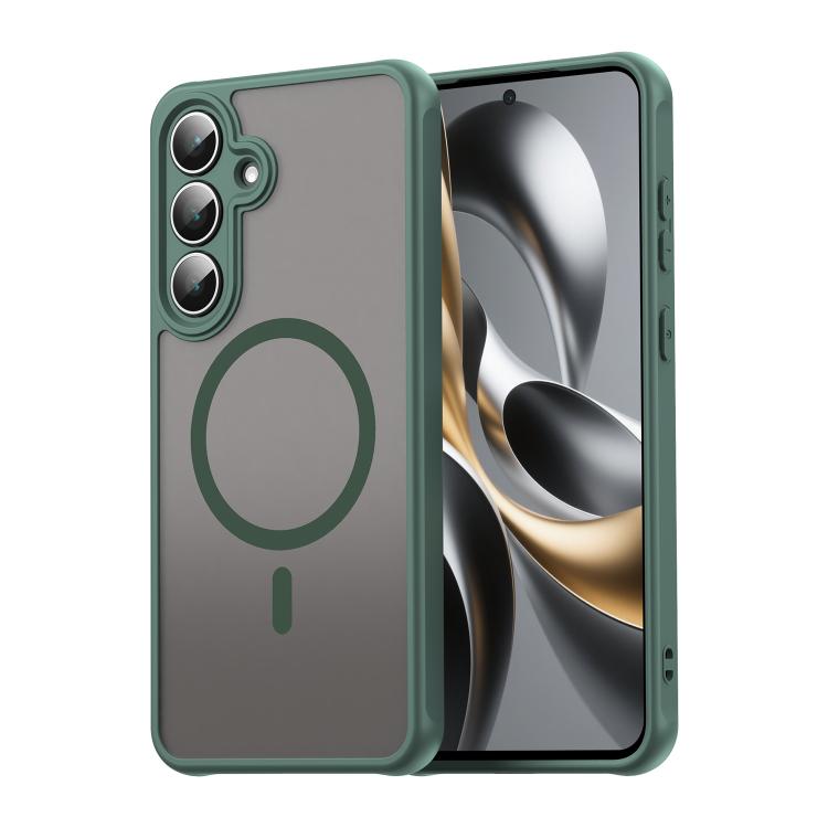 

For Samsung Galaxy S25 FE 5G Fan Dun Series TPU Hybrid PC Frosted Magsafe Phone Case(Green)