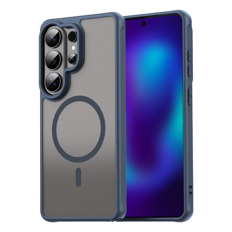 

For Samsung Galaxy S26 Ultra 5G Fan Dun Series TPU Hybrid PC Frosted Magsafe Phone Case(Blue)