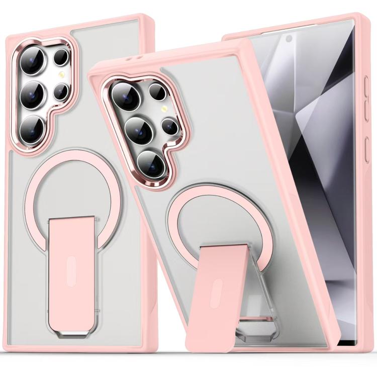 

For Samsung Galaxy S25 Ultra 5G Acrylic Hybrid TPU MagSafe Holder Phone Case(Pink)