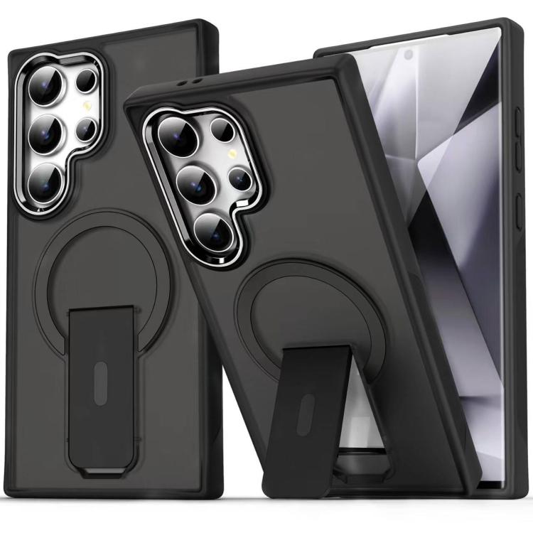

For Samsung Galaxy S25 Ultra 5G Acrylic Hybrid TPU MagSafe Holder Phone Case(Black)