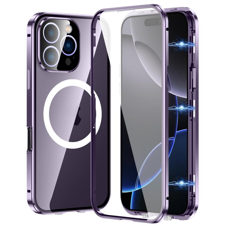 

For iPhone 16 Pro 360 Full Body Magnetic Frosted MagSafe Phone Case(Purple)