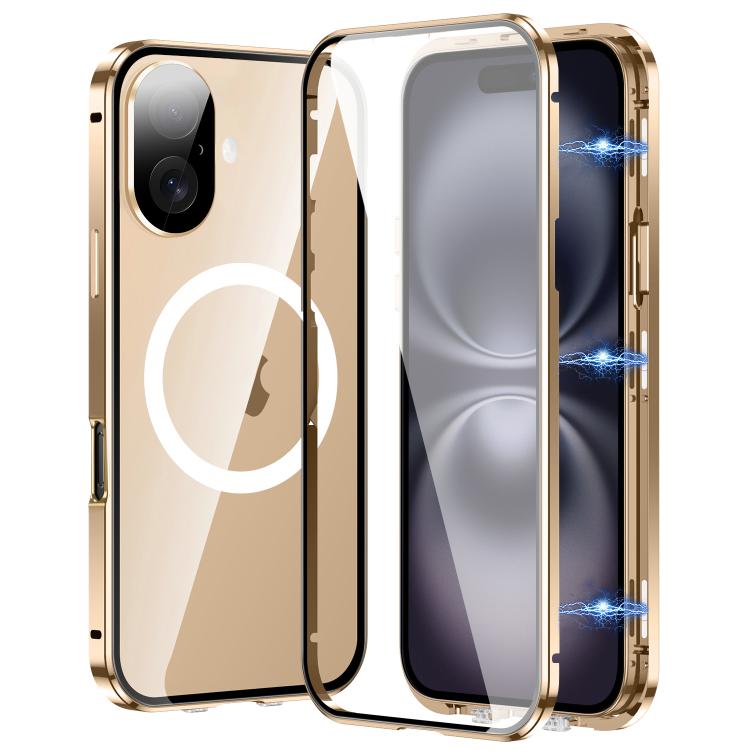 

For iPhone 16 360 Full Body Magnetic Frosted MagSafe Phone Case(Desert Gold)